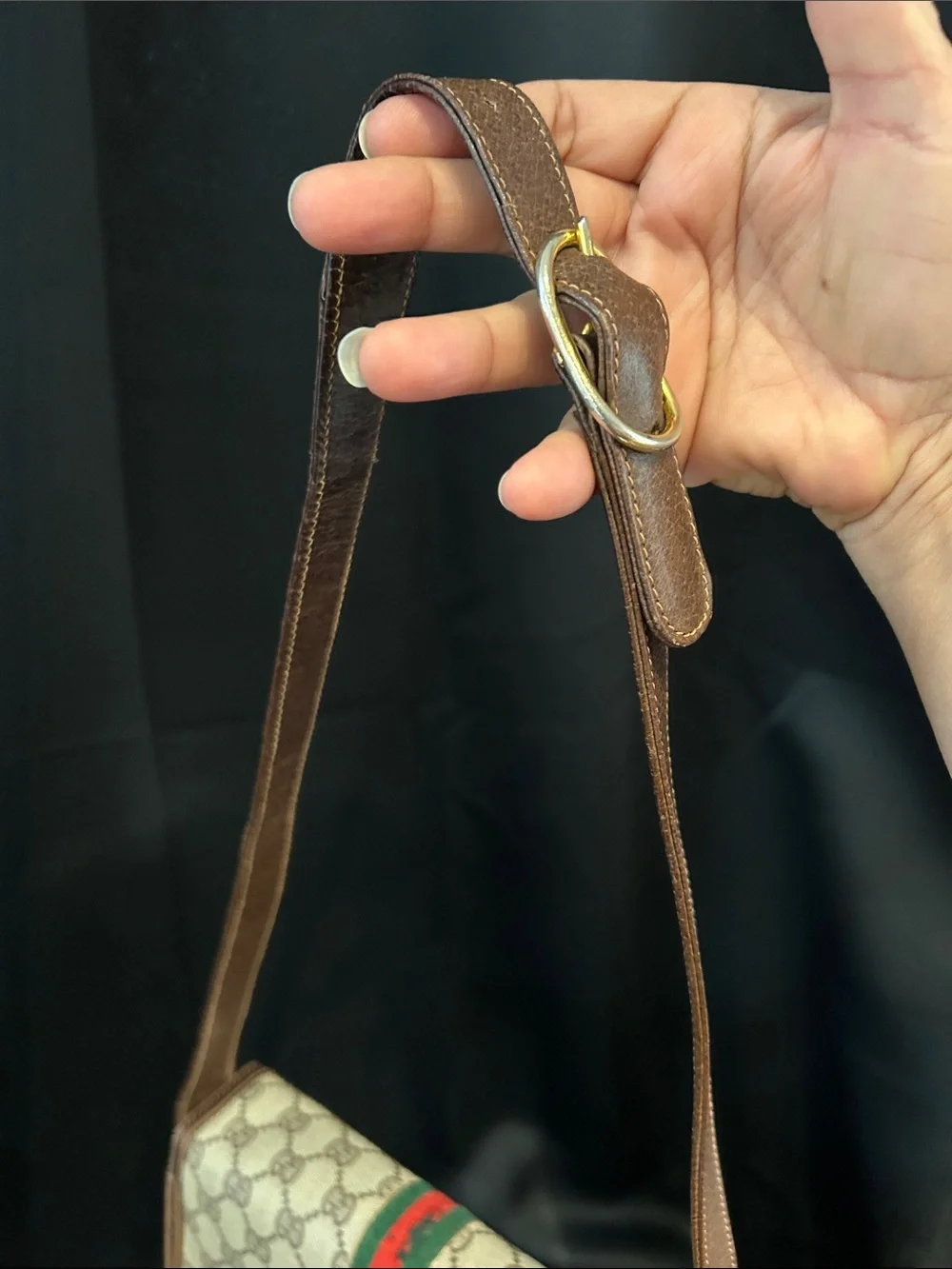 VTG Gucci Ophidia Coated Canvas Shoulder bag w/ Brown Trim Red/Green Sherry Line - Picture 14 of 17